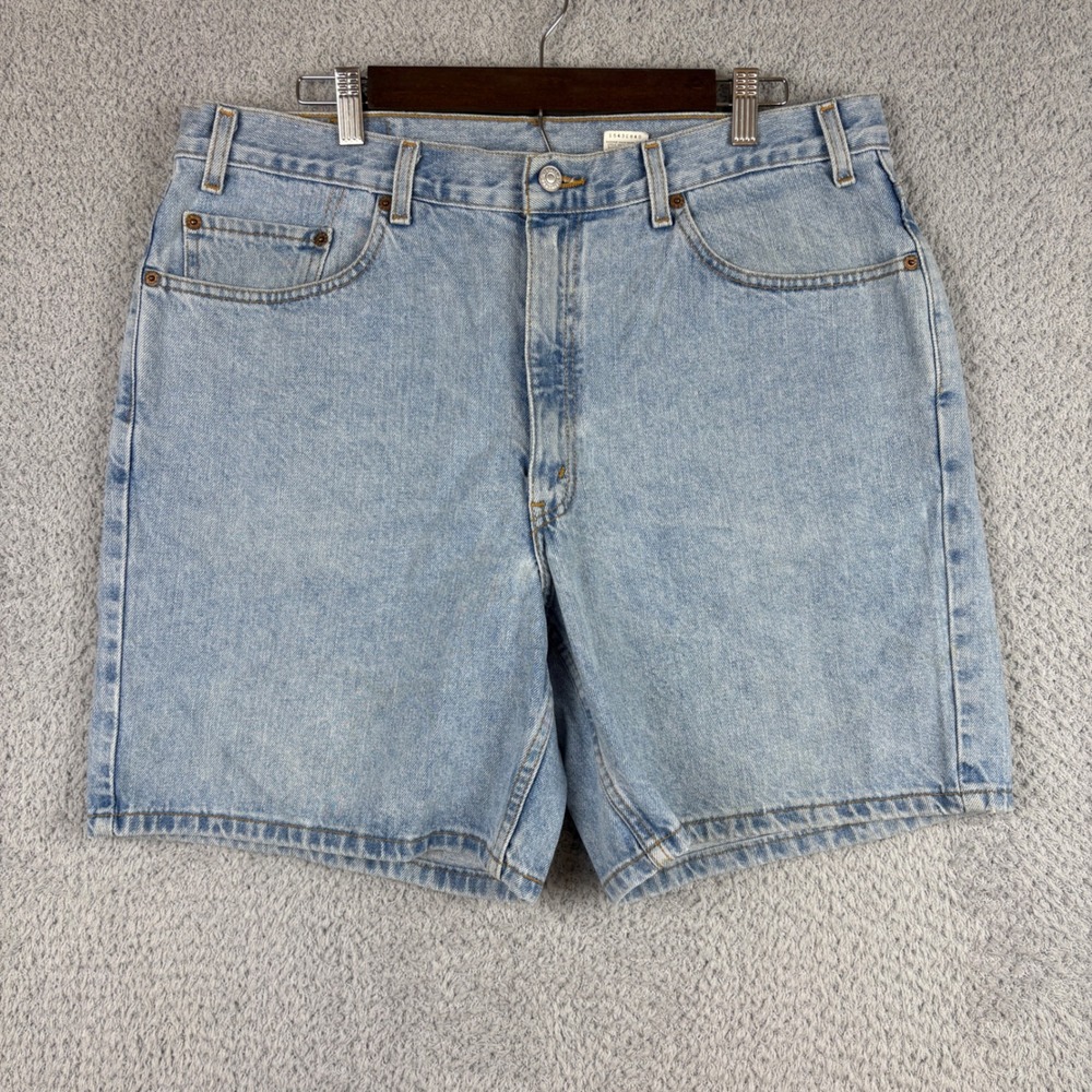 Vintage Levis 550 Denim Shorts Mens 36 Light Blue Relaxed Skater Streetwear Y2K